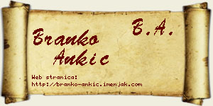 Branko Ankić vizit kartica